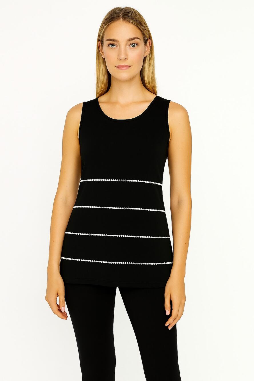 Neiman Marcus Women's S Blouse Black Sleeveless Pearl Beaded Quiet Luxury - EUC